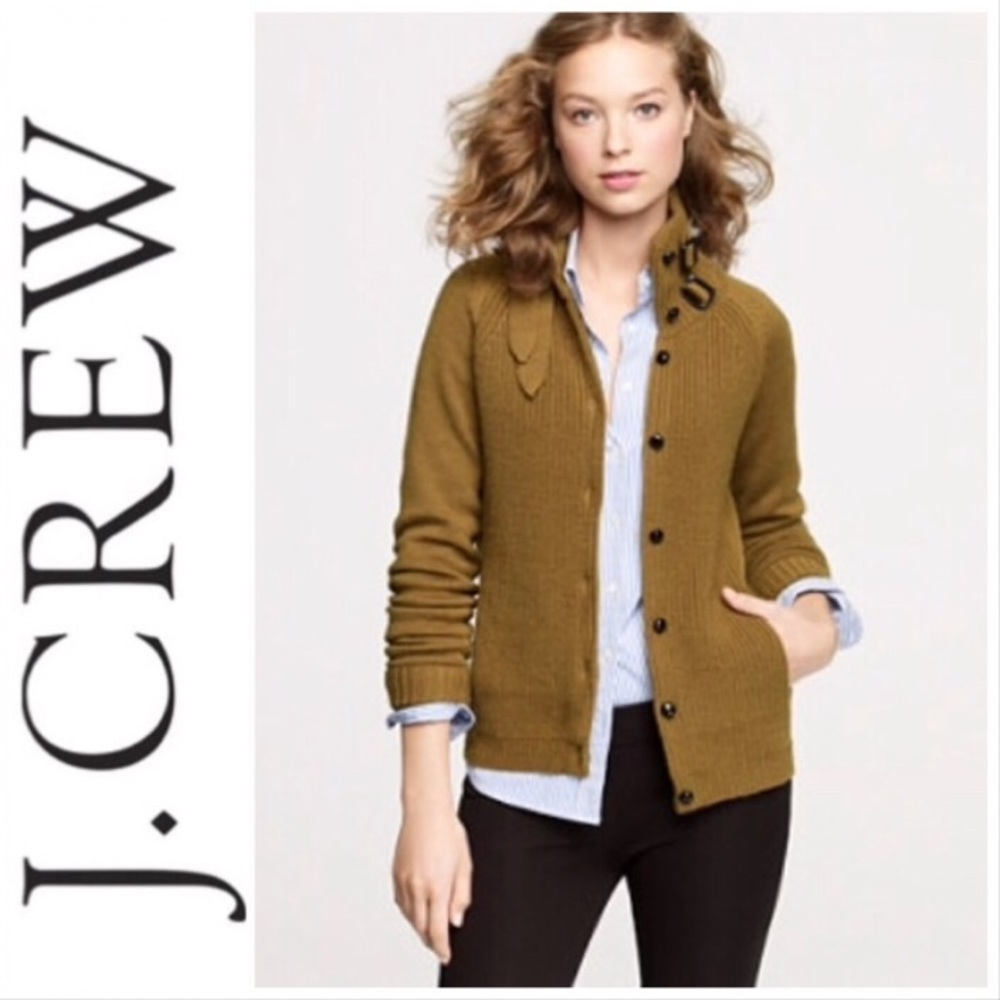 J. Crew Merino Funnelneck Cream Cardigan XS